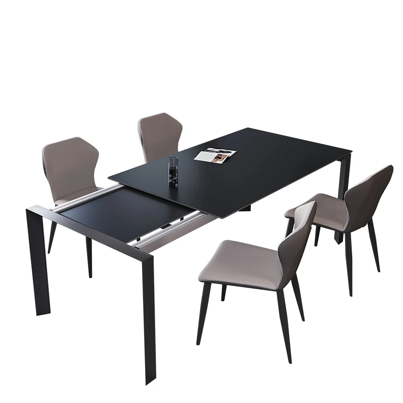 Minimalista behúzható méret lakás téglalap alakú szikla táblázat luxus otthon tervező asztal, szék egyedi kombináció
