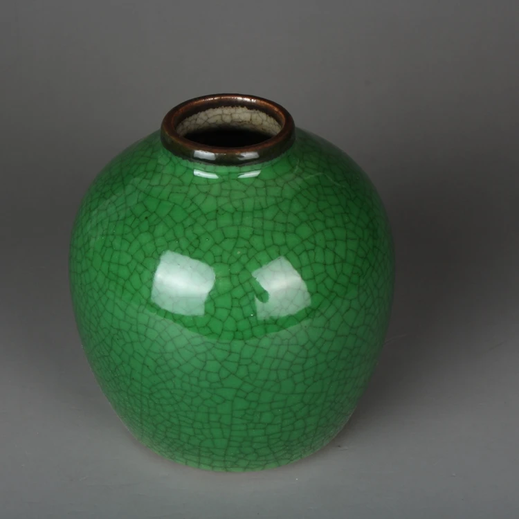Késő Qing pedig Kínai Köztársaság Késő Zöld Mázas Kis Üveg Antik Kerámia, Kézzel készített Boutique Népi Gyűjtemények