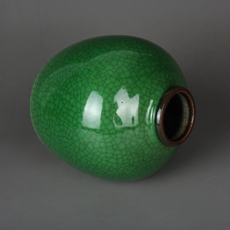 Késő Qing pedig Kínai Köztársaság Késő Zöld Mázas Kis Üveg Antik Kerámia, Kézzel készített Boutique Népi Gyűjtemények