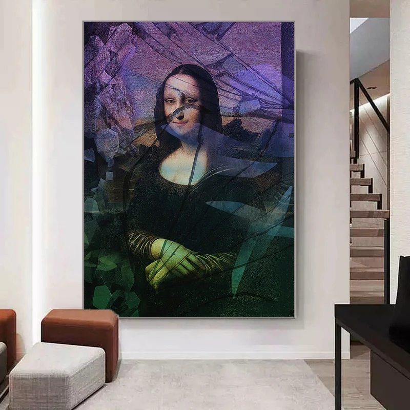 Absztrakt Művészet Híres Mona Lisa Festmény, Poszter Nyomtatás, Vászon Északi Modern Wall Art Portré Kép Nappali lakberendezés