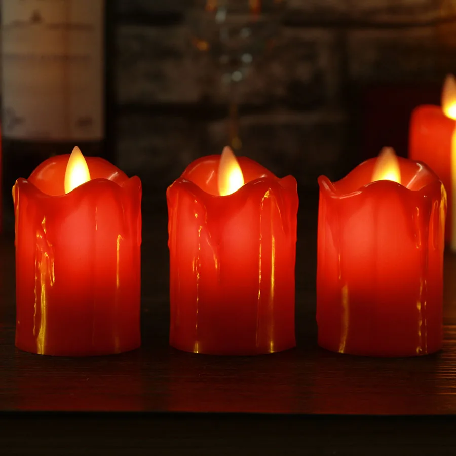 6/12 db Led Flameless Gyertya Műanyag Szimulált Láng LED Születésnapi Gyertya világít Karácsonyi lakodalom Ellátási Otthoni Dekoráció
