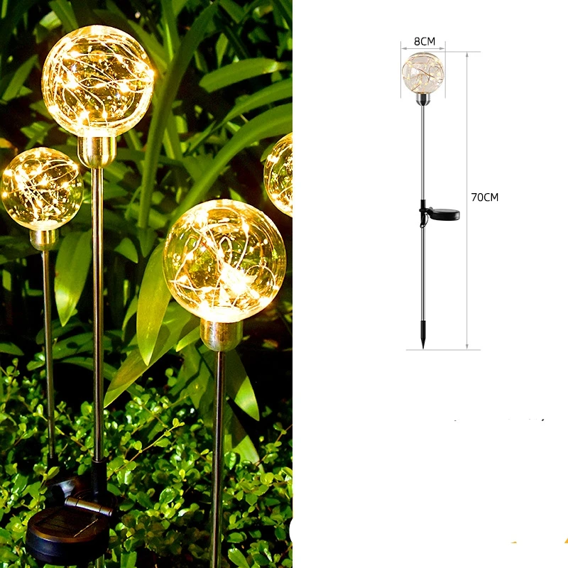 2DB Napenergia Labdát Reed LED Lámpa Fényes Réz Drót Kert Kerti Lámpa Vízálló Kültéri Táj, Kerti Út, Utca LED