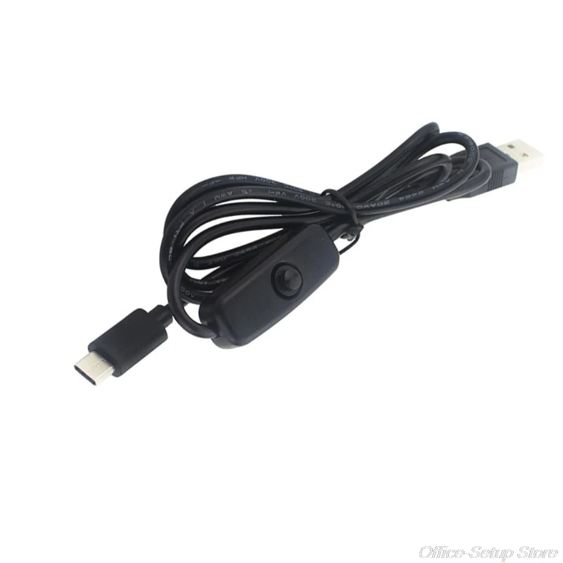 150cm Hossz C Típusú Férfi-USB Férfi Felület Tápkábel Adapter Töltő Kábel Kapcsoló Gomb a Raspberry Pi 4 F19 21