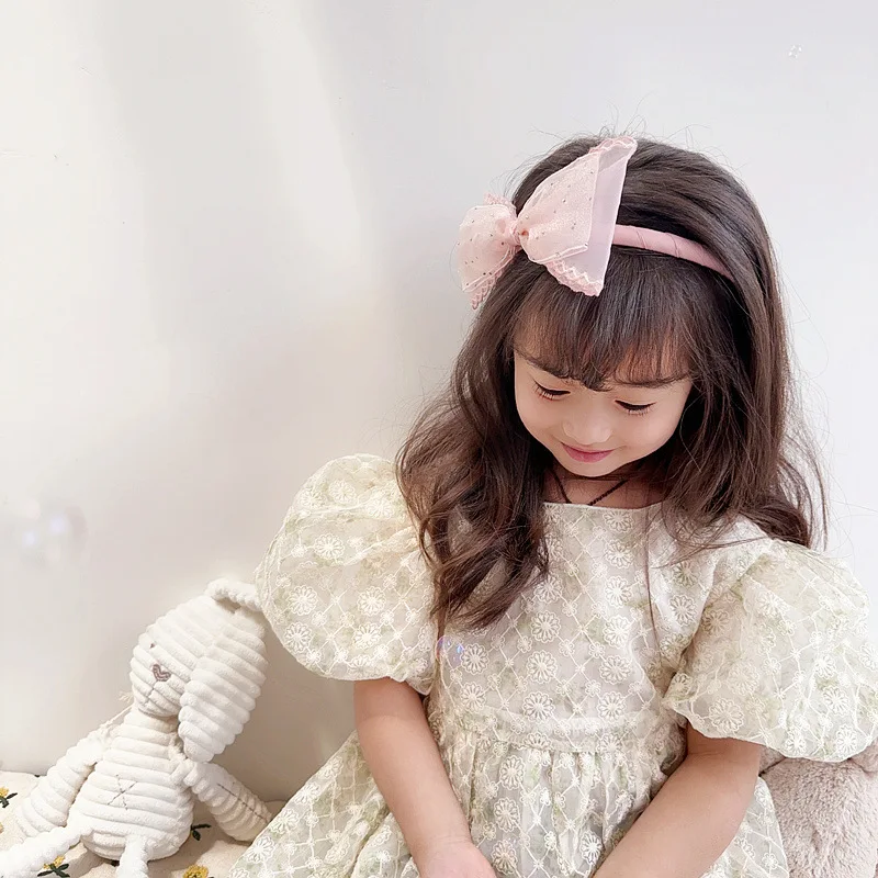 A Koreai Stílus Kedves Lányok, Haj Karika Hajcsat Rózsaszín Háló Bowknot Gyermekek Lányok Hairdress Fejfedőt Gyerekek Lány Haj Tartozékok